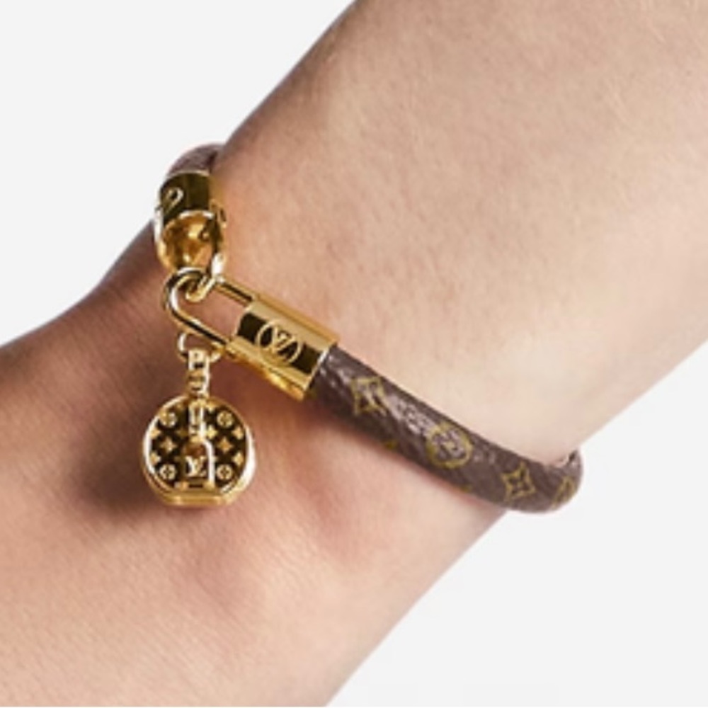 Louis Vuitton leather monogram tribute bracelet